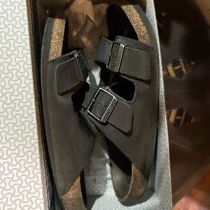 Birkenstock Arizona Black Sandals 42 some wear